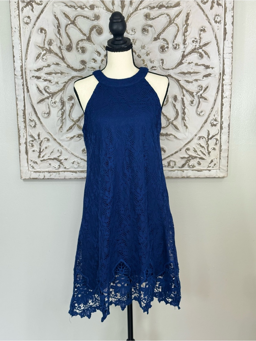 Altar'd State Navy Blue Lace Detail Dress